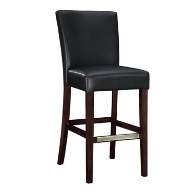 Black Bonded Leather Bar Stool, 30-1/4" Seat Height