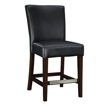 Black Bonded Leather Counter Stool, 24in seat height