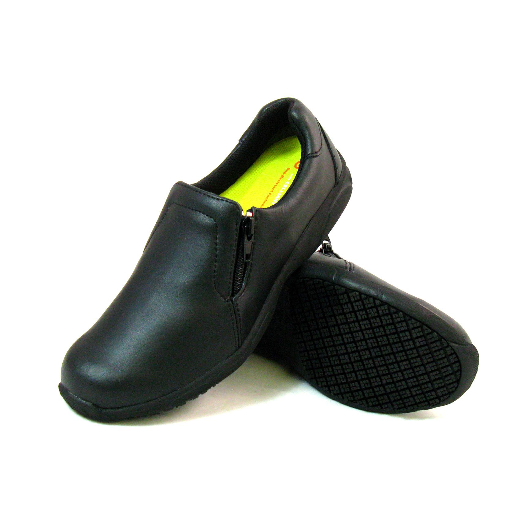 Genuine Grip Women Slip-Resistant Slip-on Casual Shoes #310 Black Leather