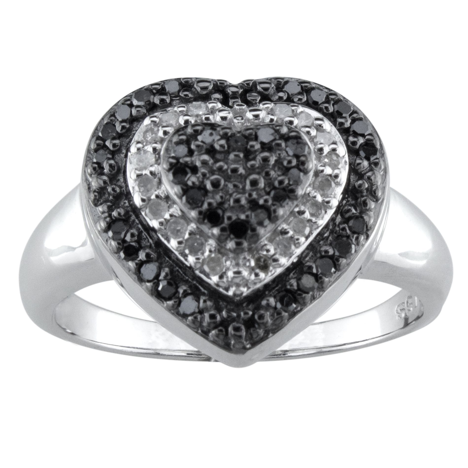 Sterling Silver 1/4cttw Black and White Diamond Ring