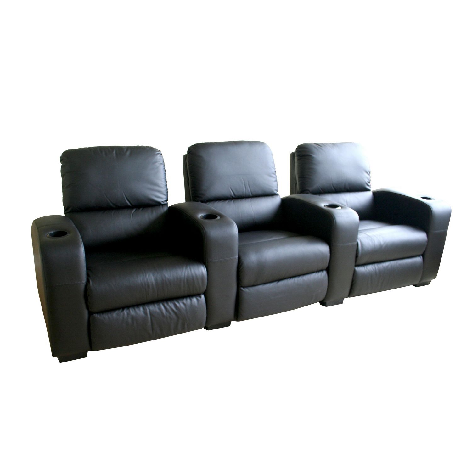 Baxton Barnardine Leather Home Theater Recliner Set of Three in Black at Kmart.com