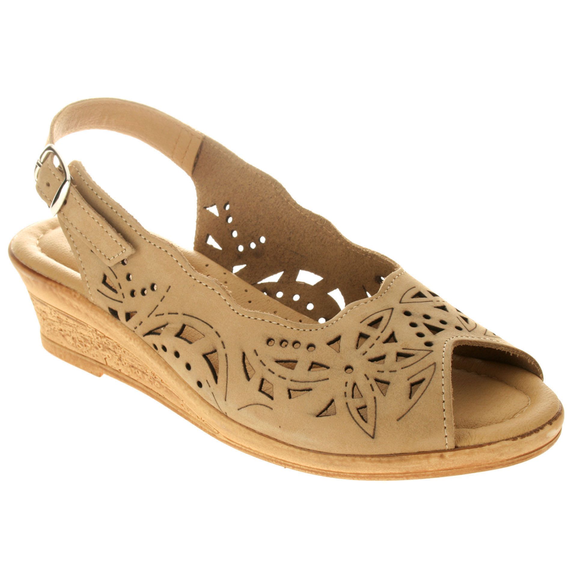 Spring Step Womens Orella-C Beige Leather Slingback Sandal