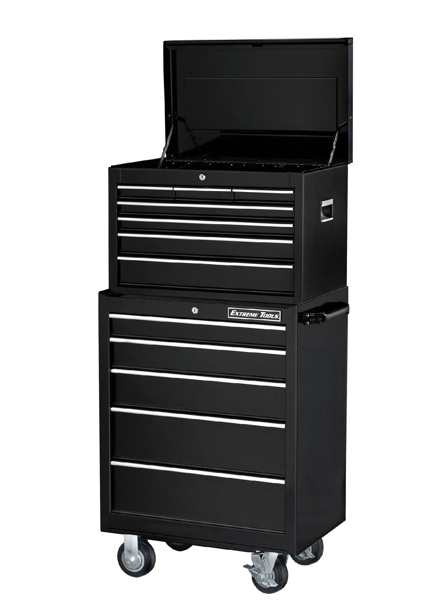 Extreme Tools 26 7 Drawer Top Chest and 5 Drawer Roller Cabinet in Black