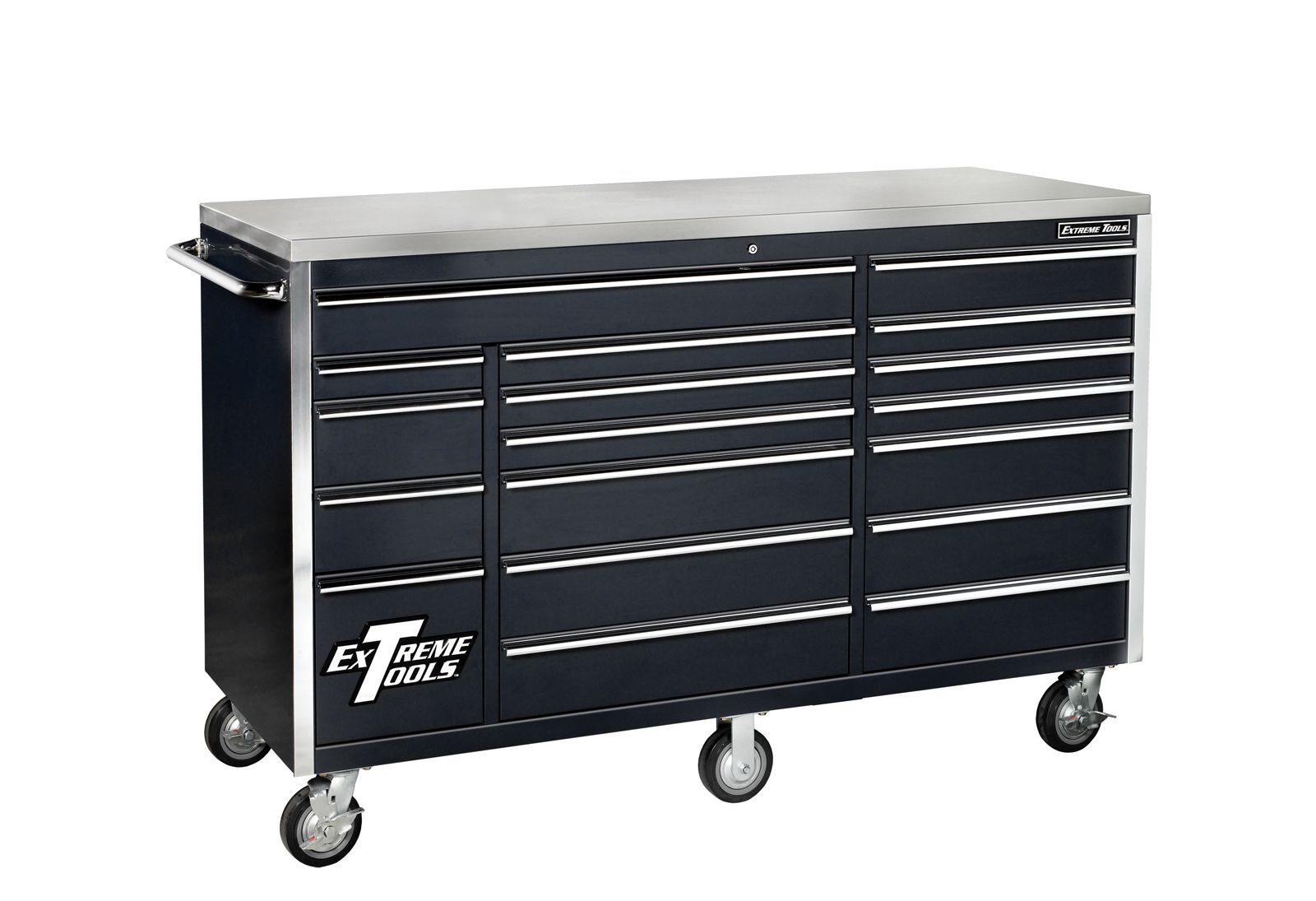 Extreme Tools 72 18 Drawer Standard Triple Bank Roller Cabinet in Black