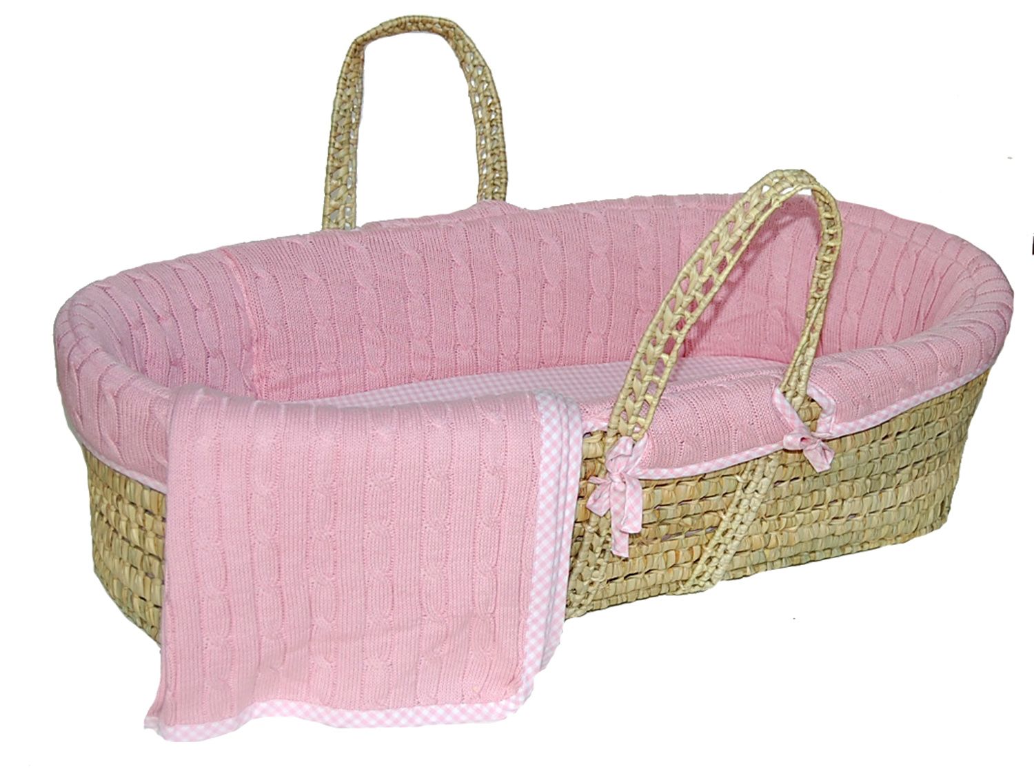 Tadpoles Cable Knit Moses Basket Set - Pink at Sears.com