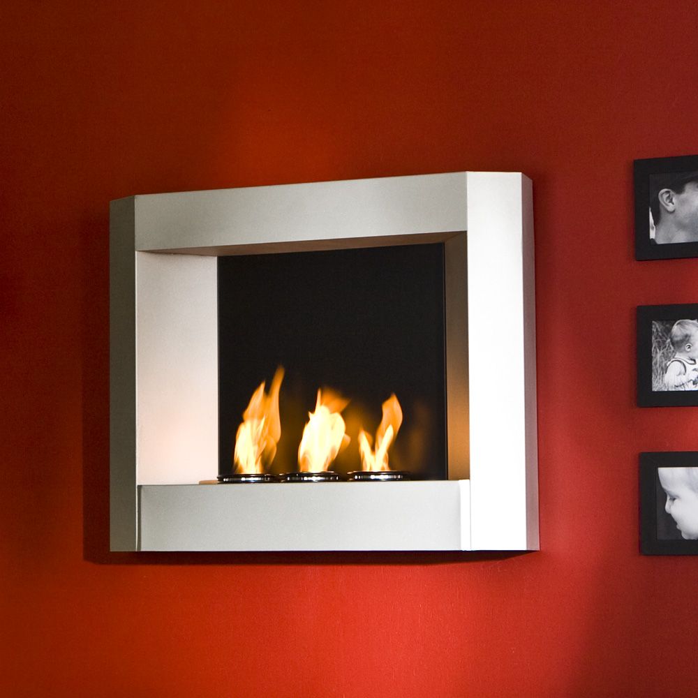 Southern Enterprises Wall Mount  Fireplace - Silver at mygofer.com