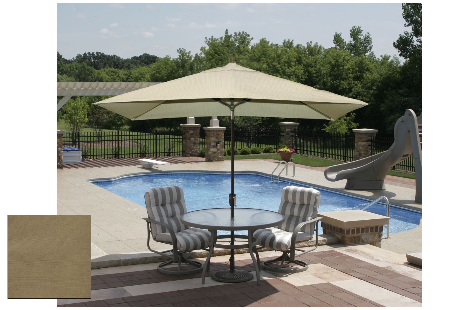 Swim Time Adriatic 6.5 ft. x 10 ft. Rectangular Market Umbrella in Stone Olefin at Sears.com