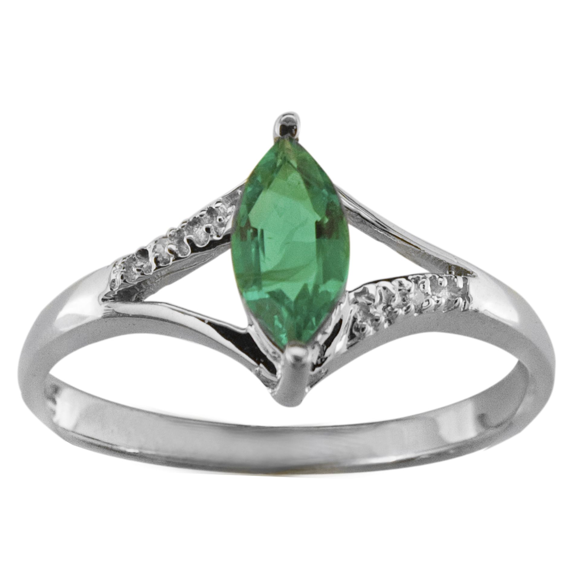 Lab Created Emerald and Diamond Ring