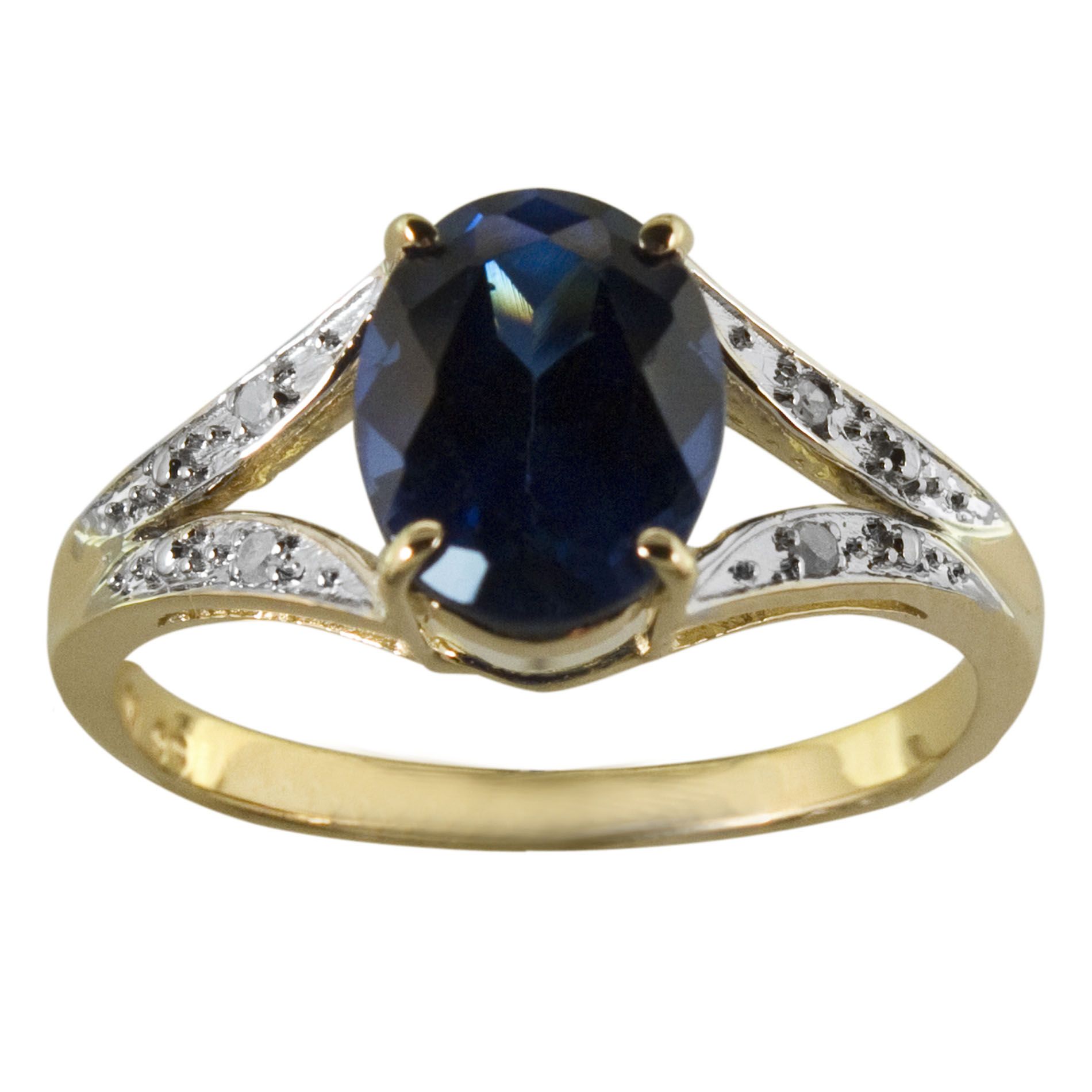 Lab Created Sapphire and Diamond Ring