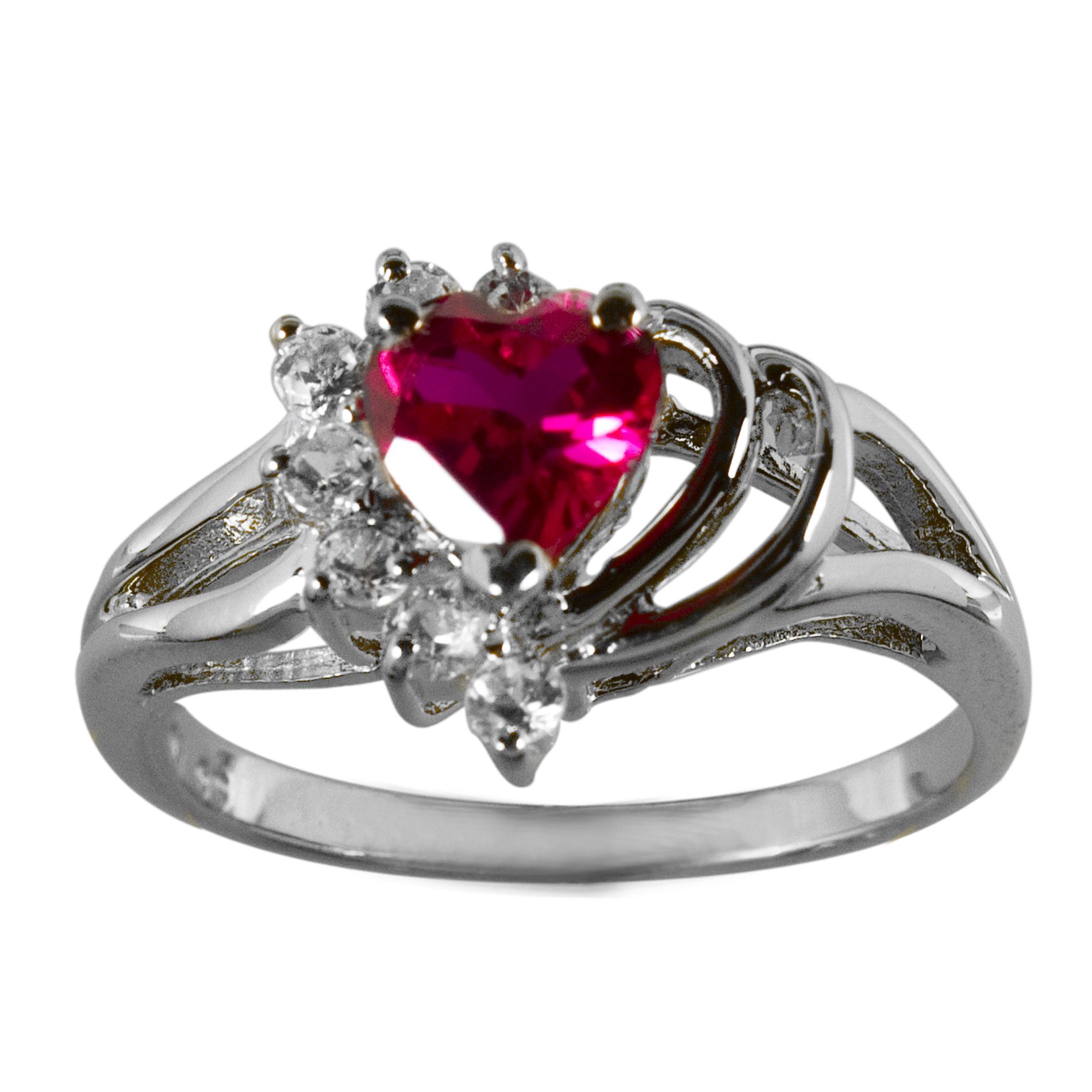 Lab Created Ruby and White Sapphire Heart Ring at Kmart.com