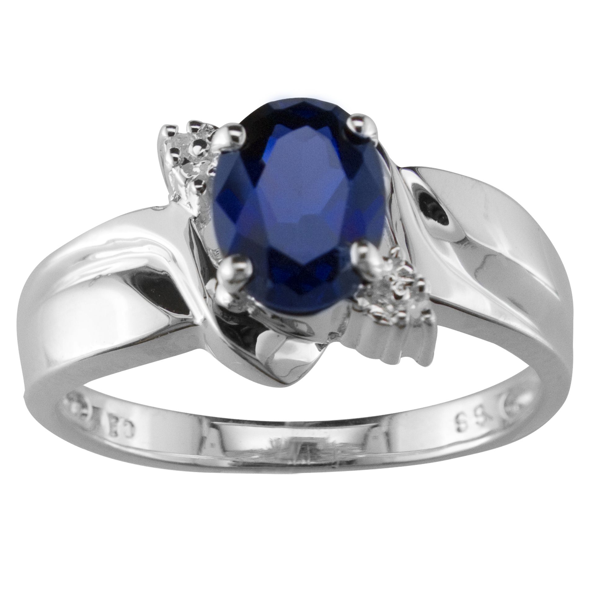 Lab Created Sapphire and Diamond Ring