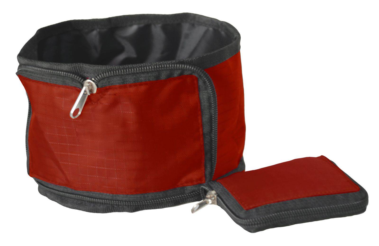 Pet Life SINGLE FOLDING WALLET ZIPPERED TRAVEL PET BOWL