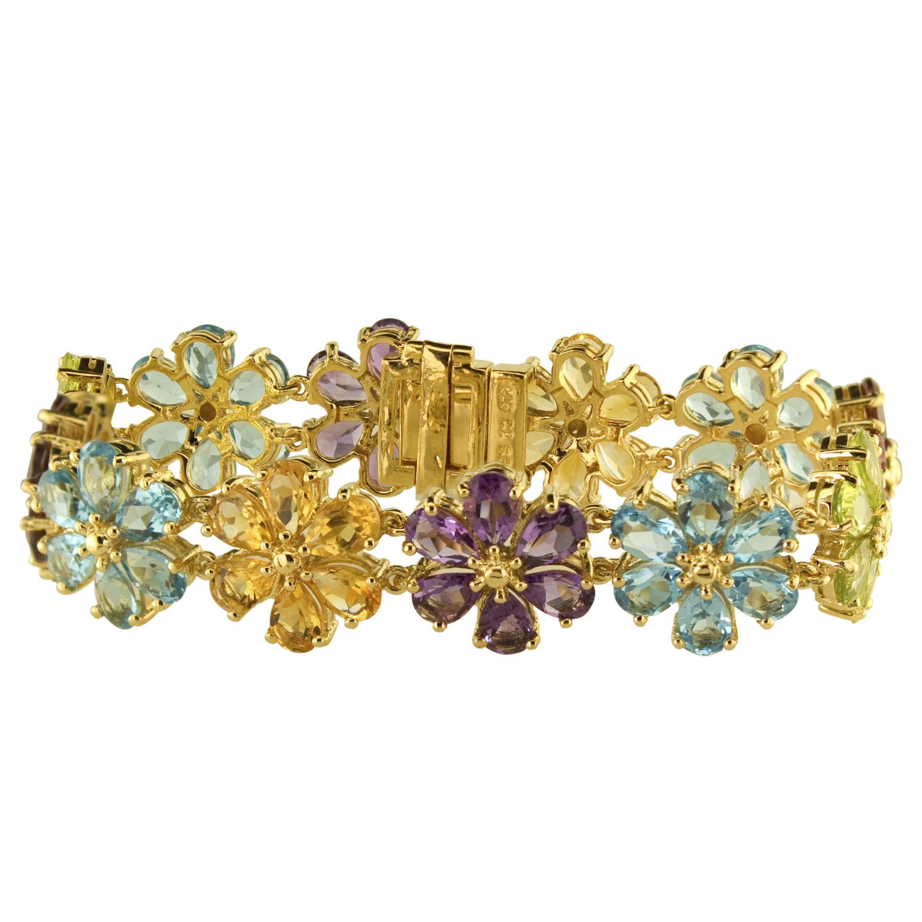 Multi Gemstone Flower Bracelet