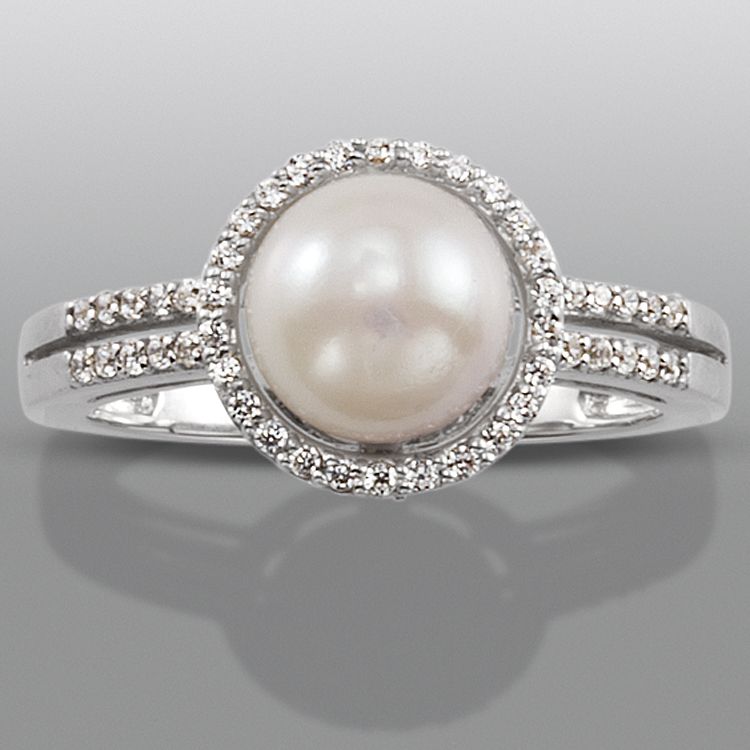 Pearl & Lab Created White Sapphire Ring at Kmart.com