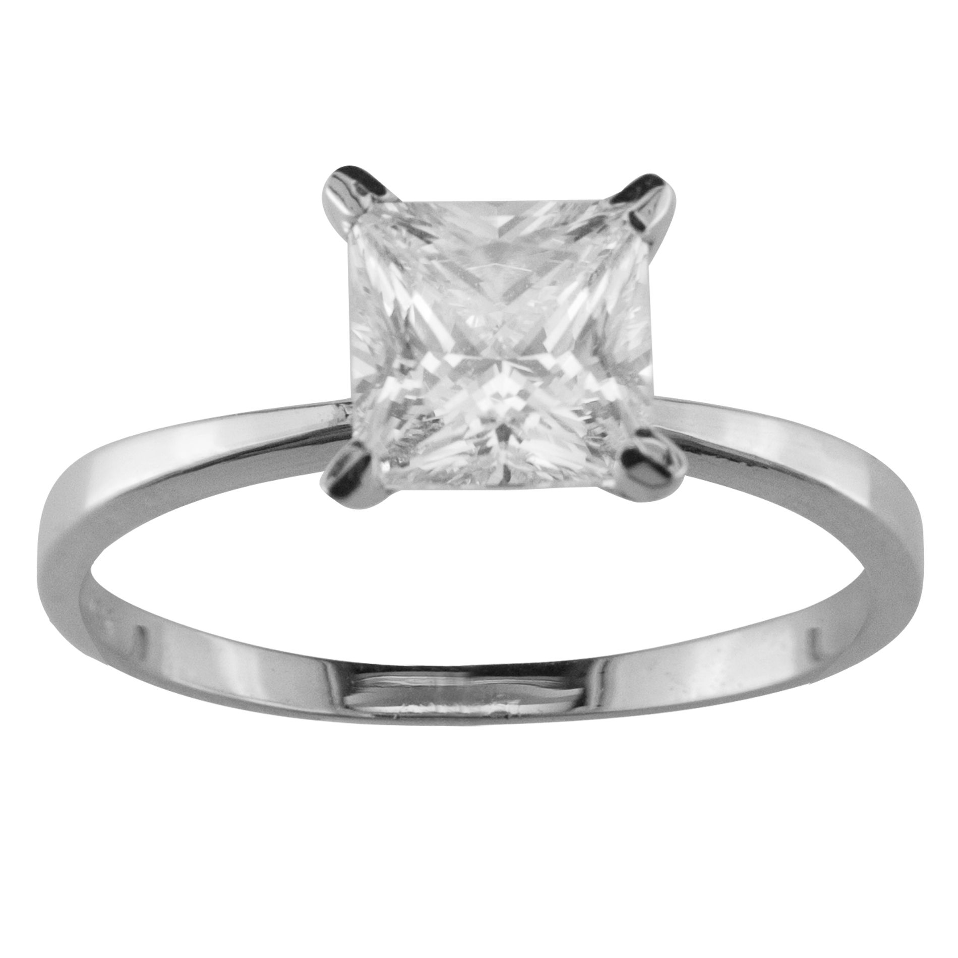 6mm Princess Cubic Zirconia Solitaire Engagement Ring in 10K White Gold