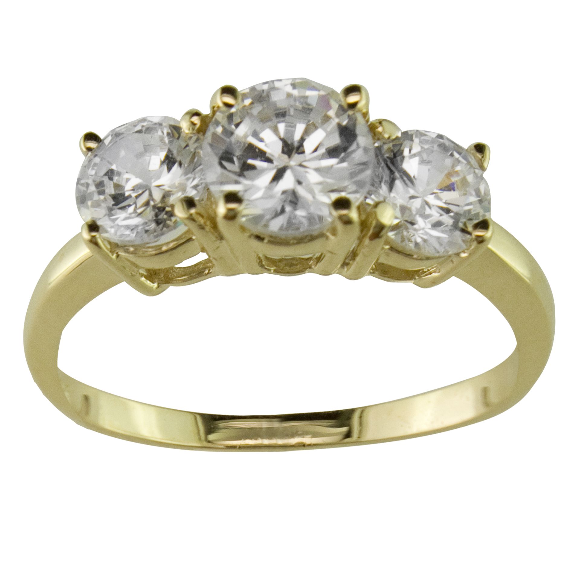 3 Stone Cubic Zirconia Ring in 10K Yellow Gold