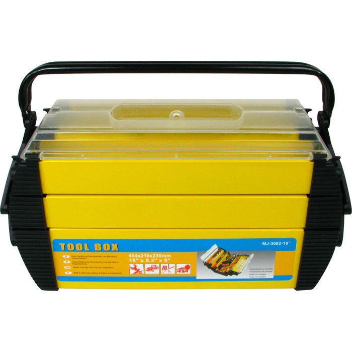 Stalwart Deluxe Steel & Plastic Tool Box 18 x 8.25 x 8.75 inches