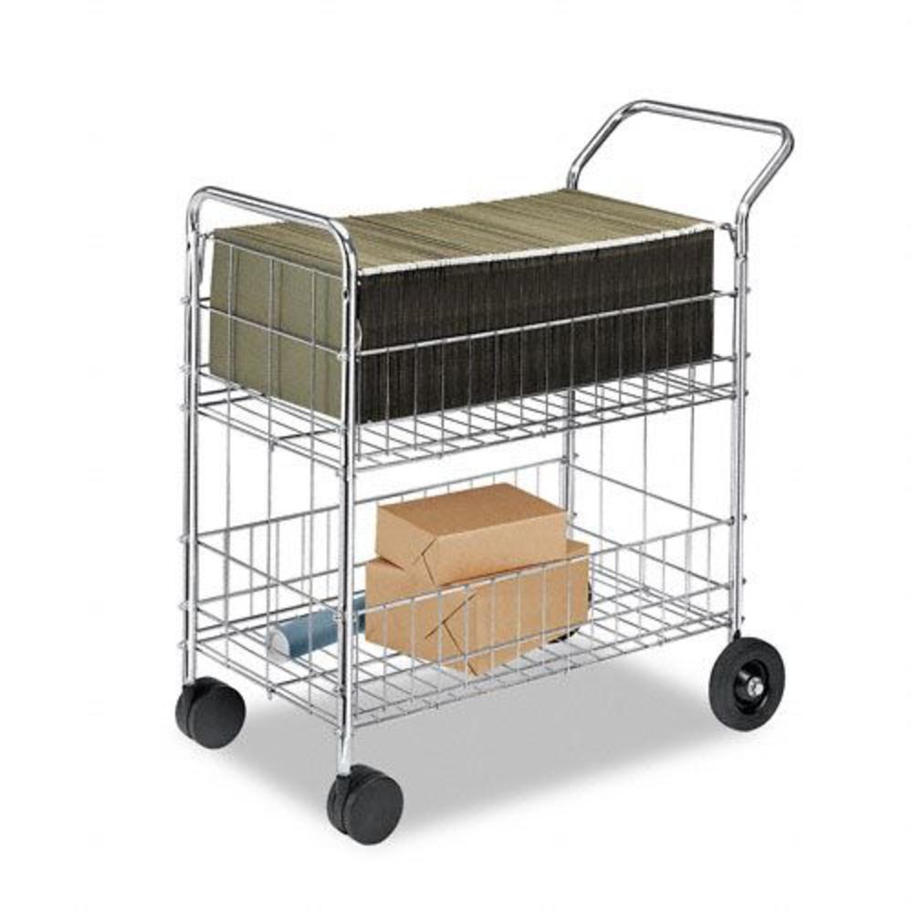 Wire Mail Cart, 150-Folder Capacity, Chrome Plated