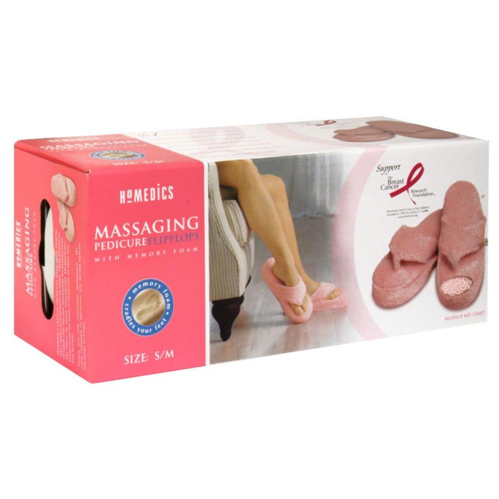 Massaging Pedicure Flip Flops with Memory Foam, Size S/M, 1 pair