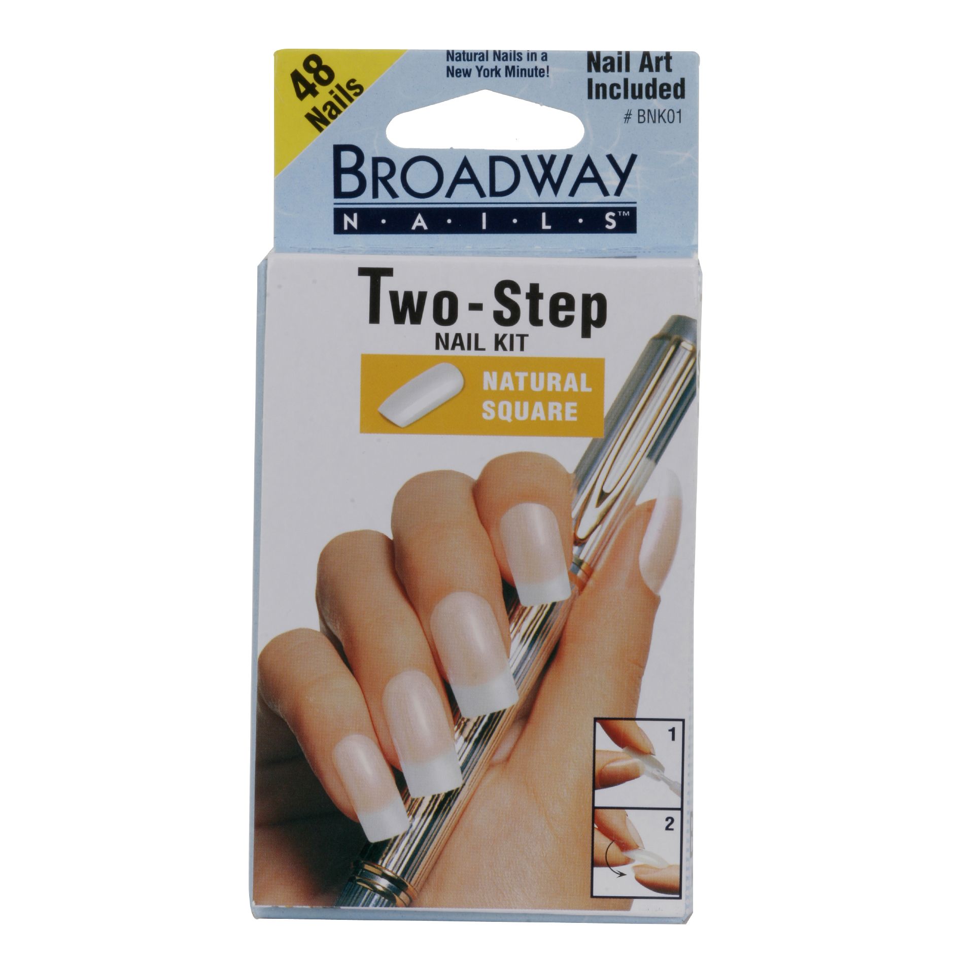 Broadway Nails 2 Step Nail Kit, Natural Square, Long, BNK01, 1 kit
