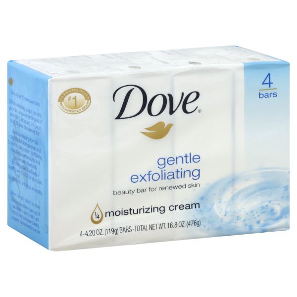 Dove Beauty Bar, Gentle Exfoliating, 4 - 4.20 oz (1119 g) bars [16.8 oz (476 g)]