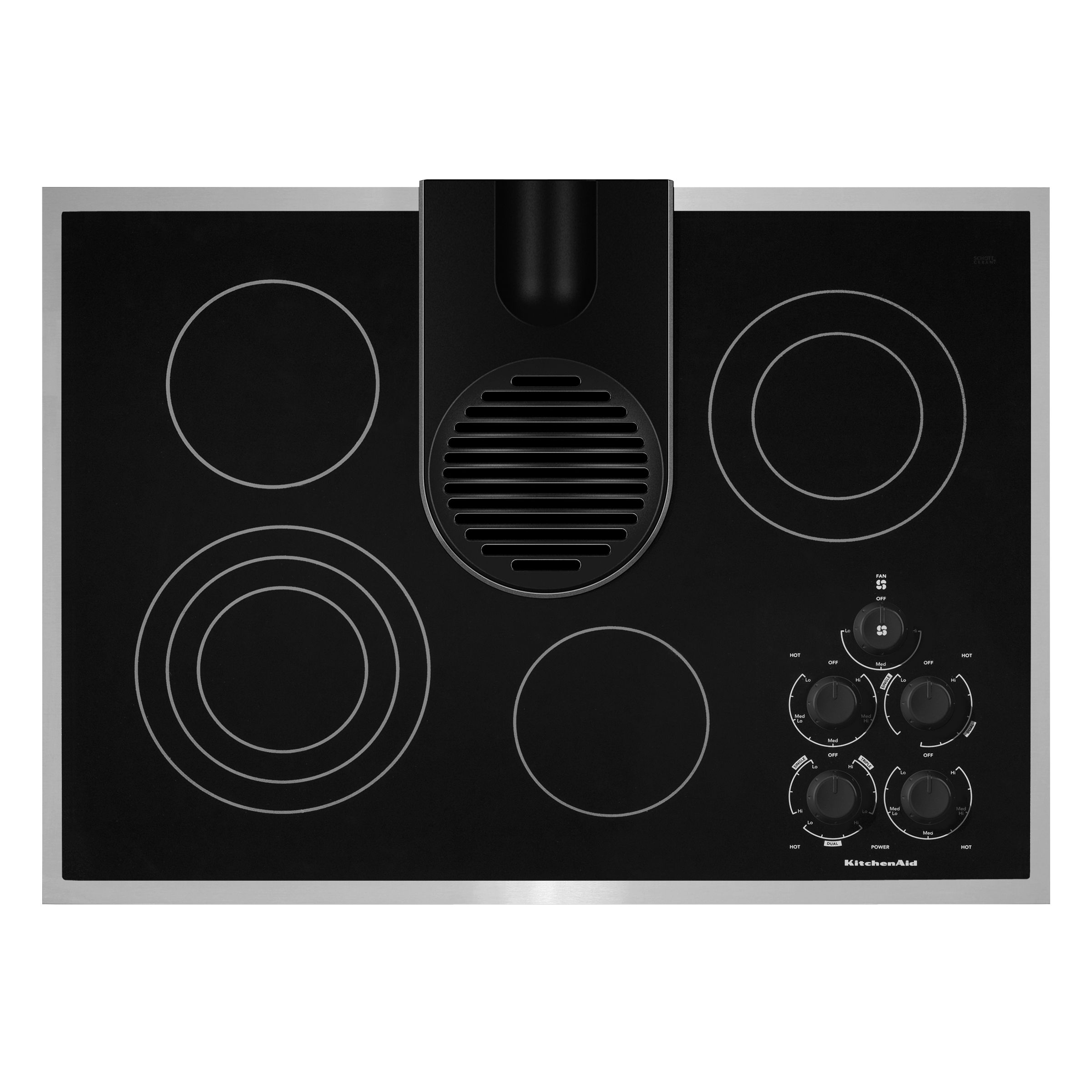30" Electric Ceramic-Glass Conventional Cooktop with Downdraft Vent System KECD806R
