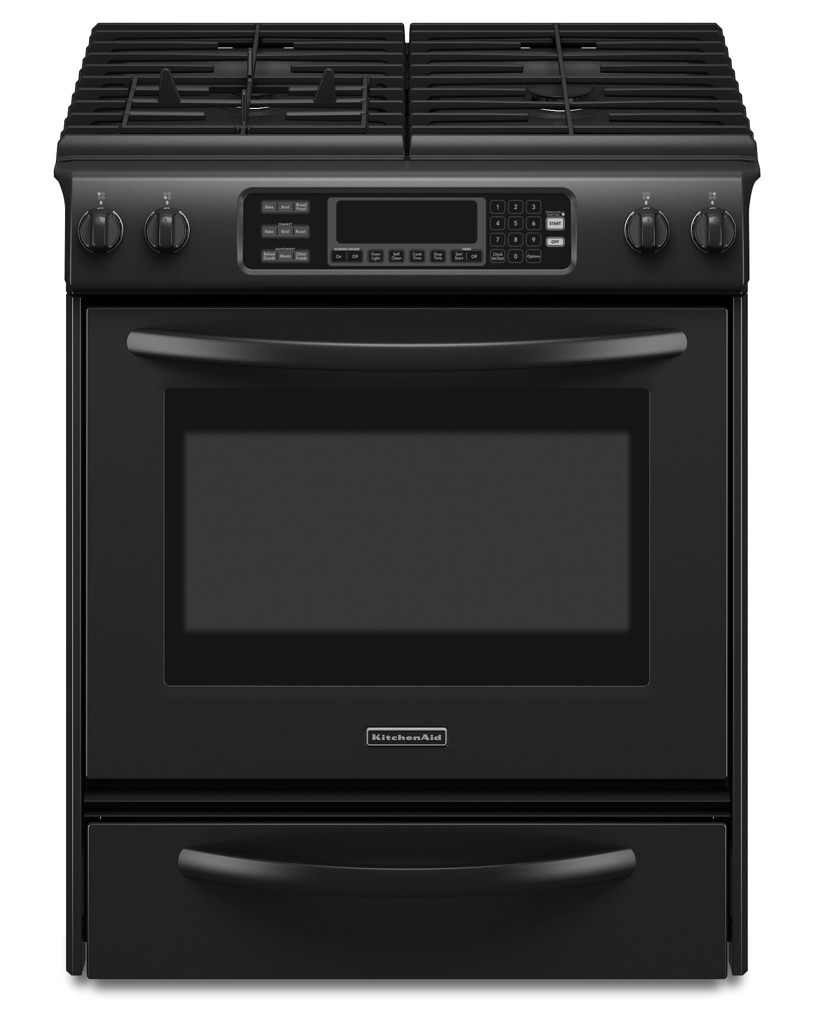 KitchenAid 30 Self-Cleaning Slide-In Gas Range Black