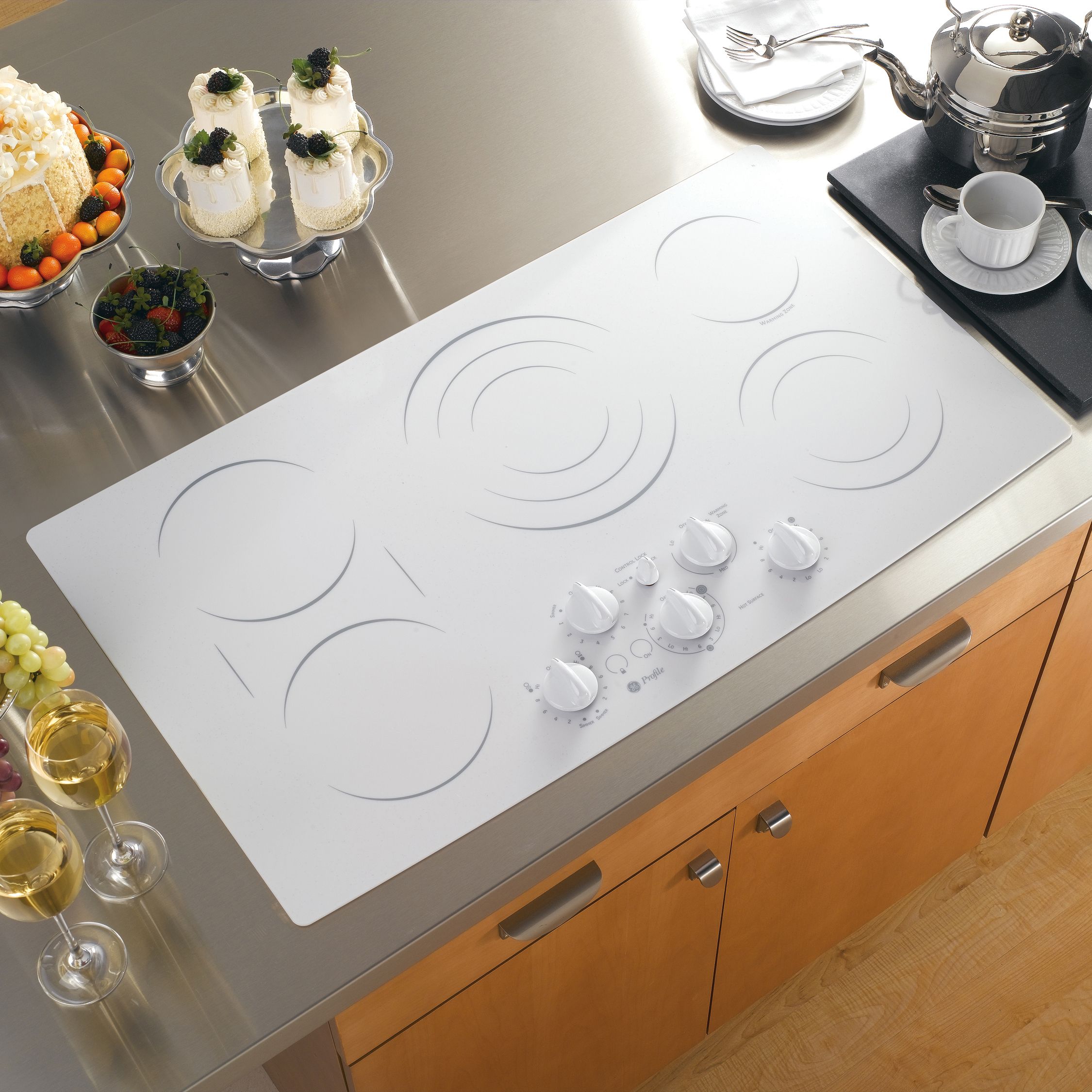 GE Profile Series 36 Built-In Electric Cooktop White