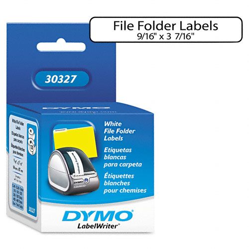 File Folder Labels, 9/16 x 3-7/16, White, 130/Roll