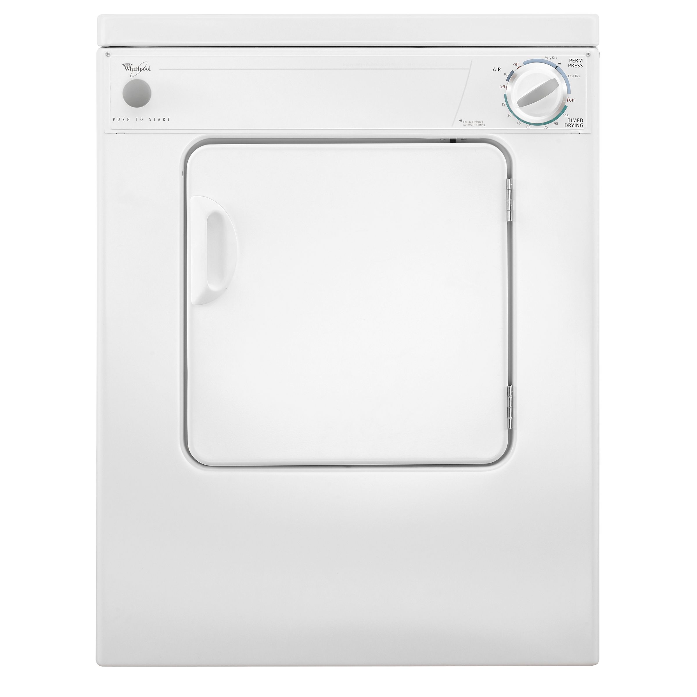 Whirlpool 3.4 cu. ft. 120V Electric Dryer White Less than 4 cu. ft