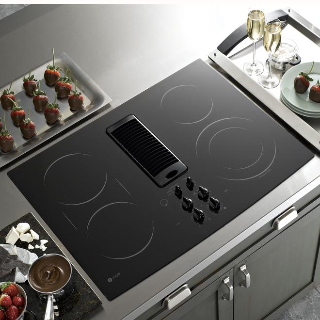 GE Profile PP989DNBB 30" Electric Downdraft Cooktop Black Sears