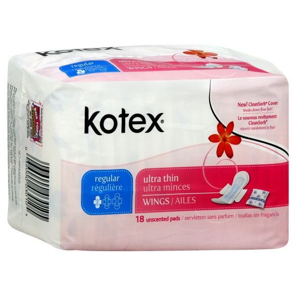 Kotex Ultra Thin Pads, with Wings, Regular, Unscented, 18 pads at Kmart.com