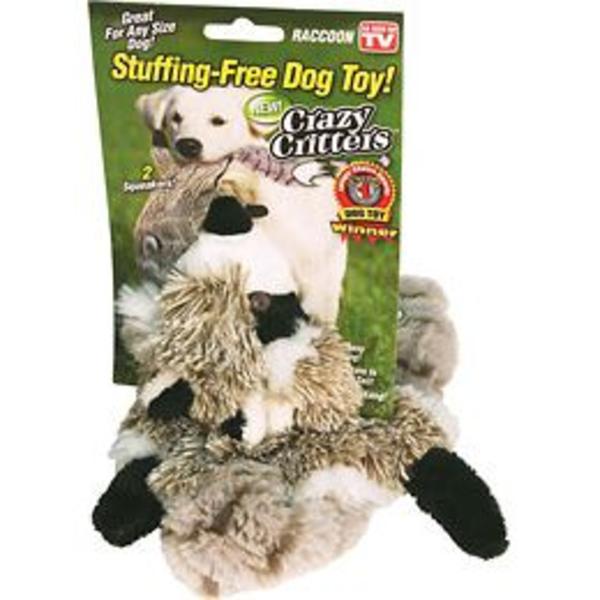 As Seen On TV Crazy Critters Raccoon Stuffless Dog Toy Pet Supplies