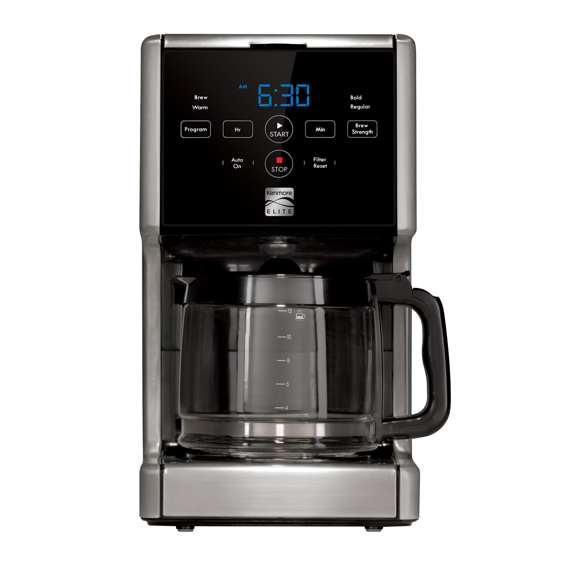 Kenmore Elite 12cup Drip Coffeemaker Brushed Aluminum Stainless Steel
