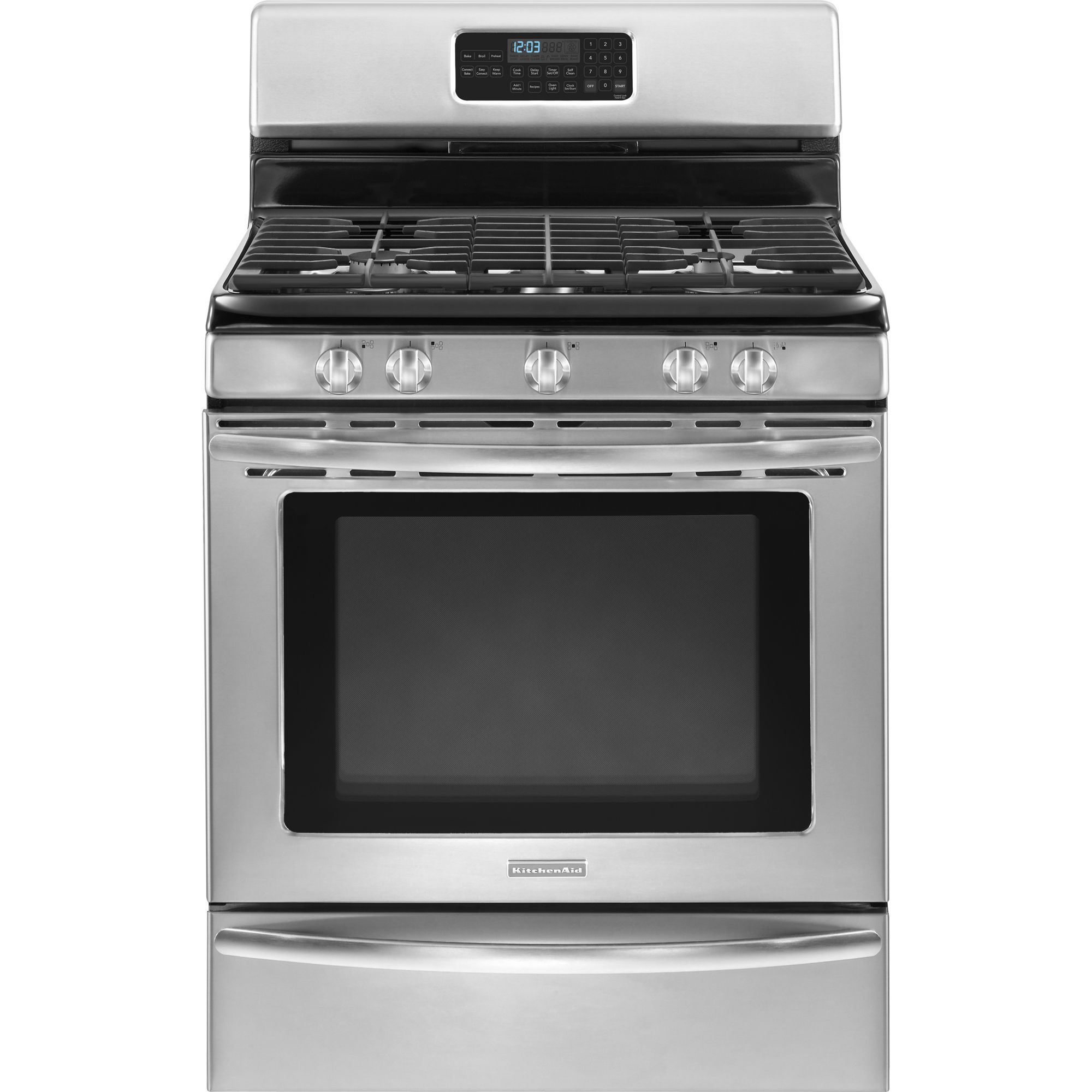 KitchenAid Architect II KGRS206XSS Gas Range - Freestanding - 30 Wide - 1 Oven(s) - 5 Cooking Elements - Stainless Steel