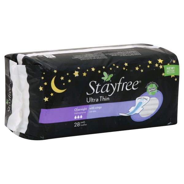 Stayfree Pads, Ultra Thin, Overnight, with Wings, 28 pads at mygofer.com