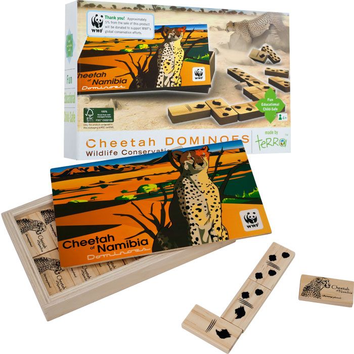 African Cheetah Wood Dominoes Game - For all ages
