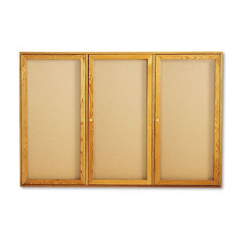 Quartet QRT367 Oak-Framed Cork Bulletin Board w/Doors, 72 x 48