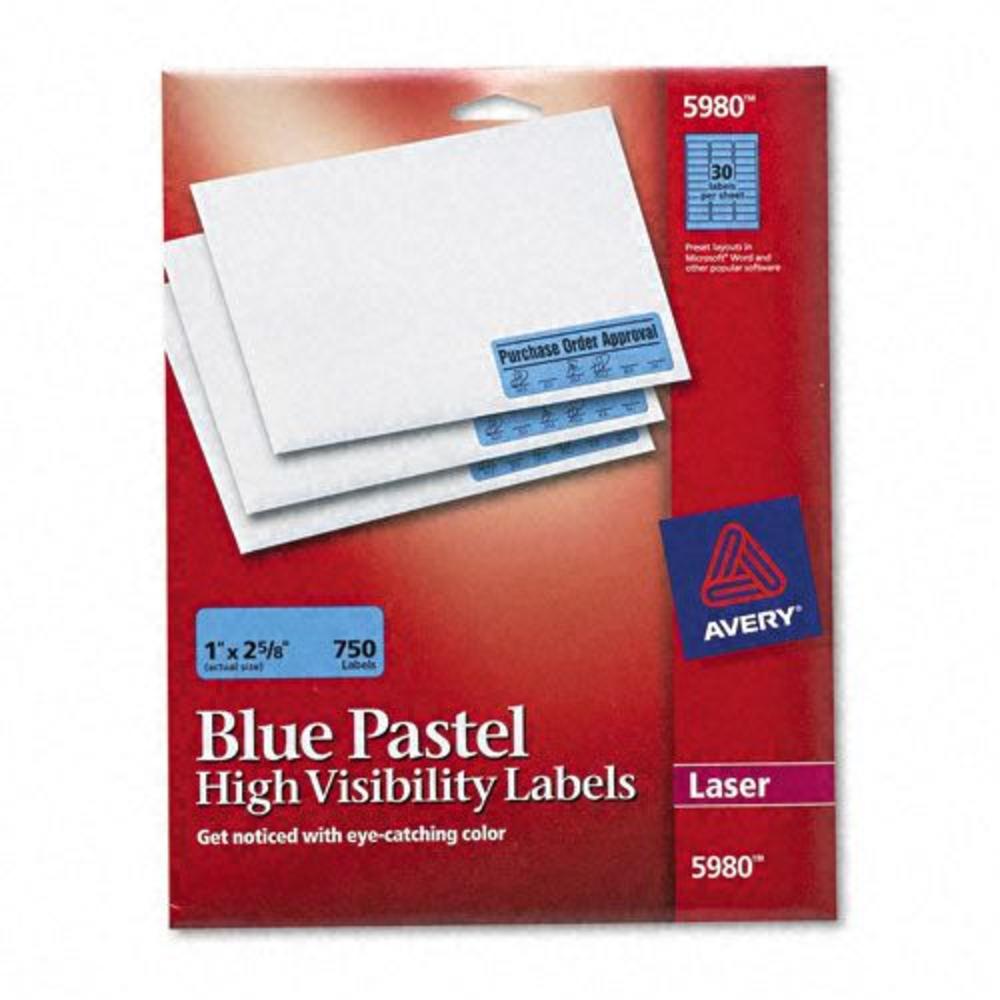 Laser labels, 1 x 2-5/8, Pastel Blue, 750/Pack