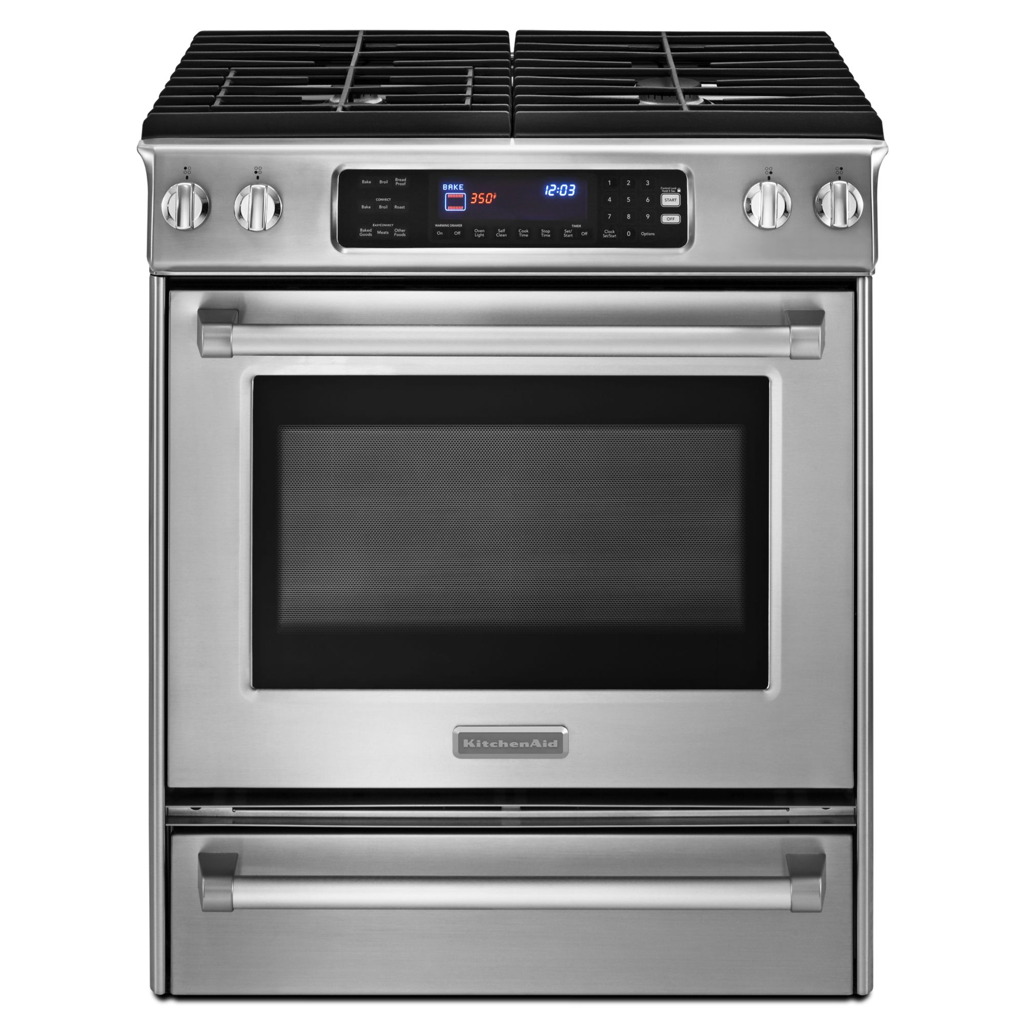 KitchenAid 30 Pro Line Self-Clean Slide-In Gas Range Stainless Steel