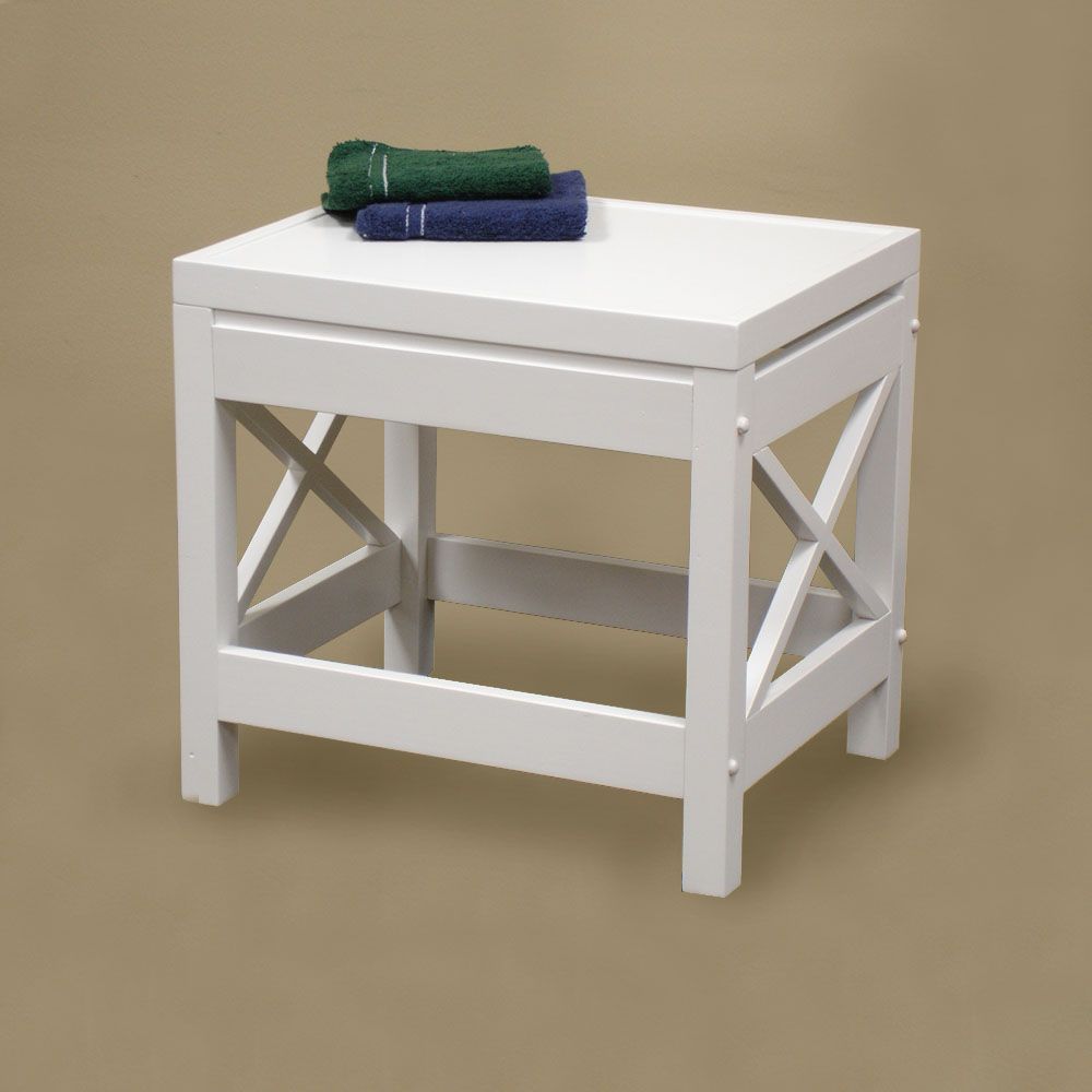 Sourcing Solutions X-Frame Bathroom Stool - White Finish