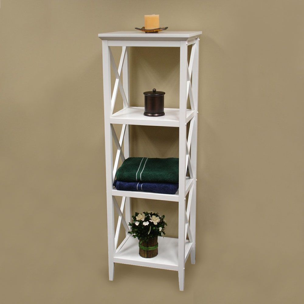 Sourcing Solutions X-Frame Bathroom Towel Tower, White Finish