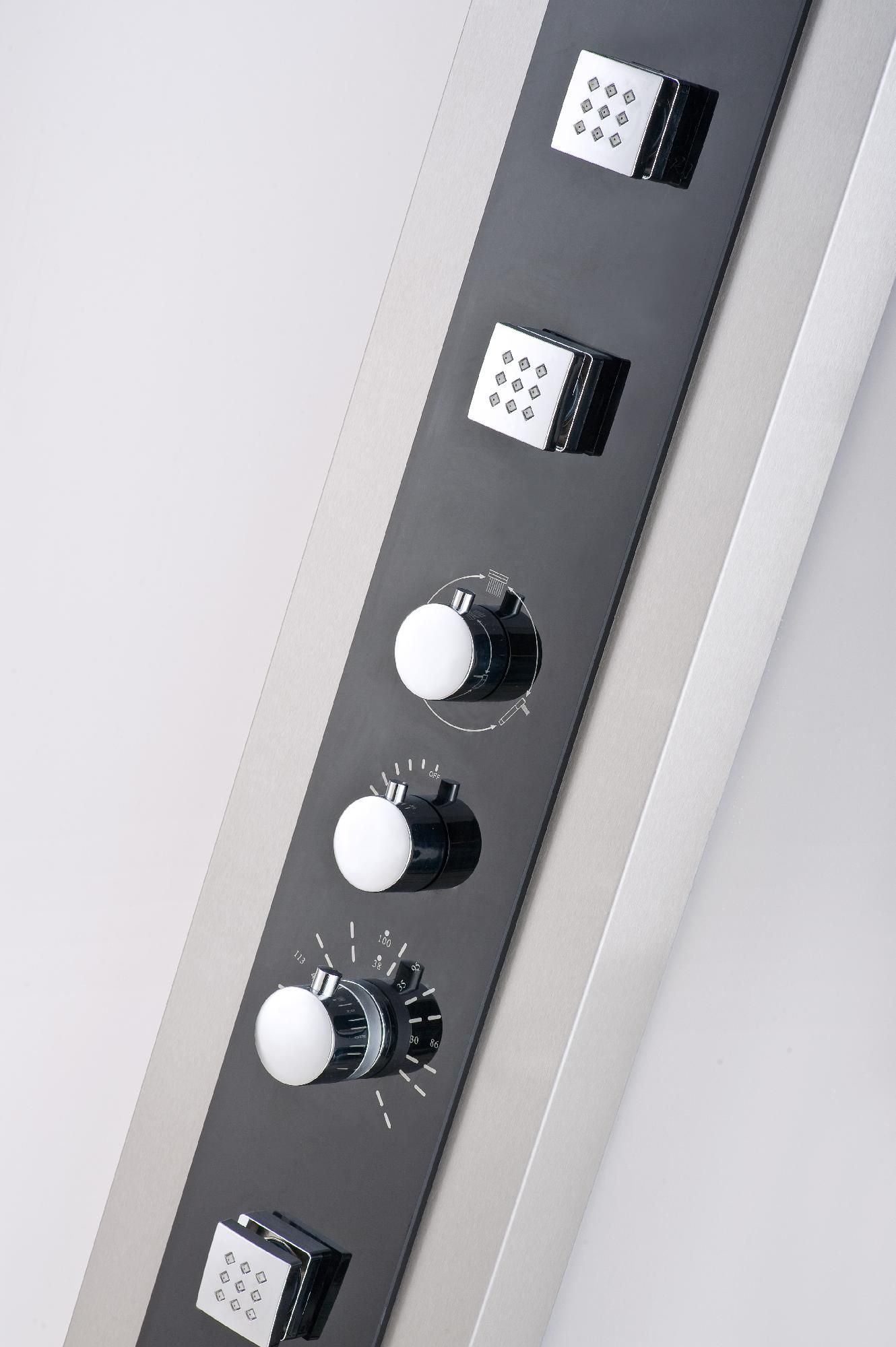 Stainless Steel and Glass 4-Jet Shower Panel                                                                                     at mygofer.com