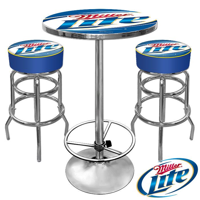 Ultimate Miller Lite Gameroom Combo - 2 Bar Stools and Table