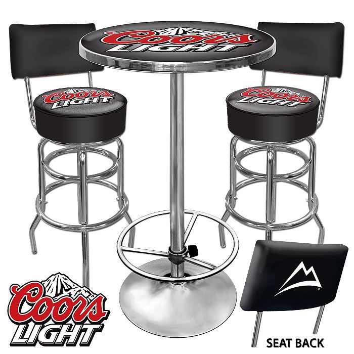 Ultimate Coors Light Gameroom Combo 2 Stools w/ Back & Table
