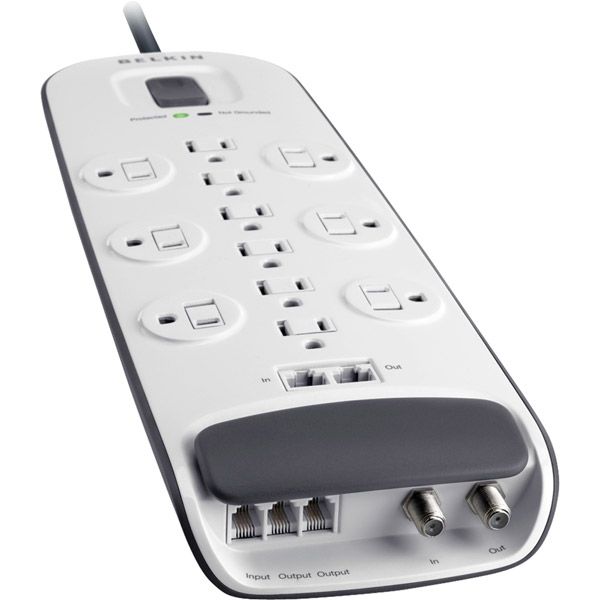 Belkin 12-outlet Surge Protector with Ethernet, Cable/Satellite and Telephone Protection - 8' Power Cord - BV112234-08