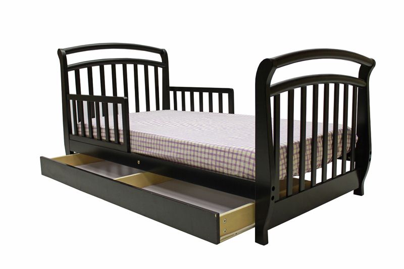 Deluxe Sleigh Toddler Bed with Storage Drawer in Black                                                                           at mygofer.com