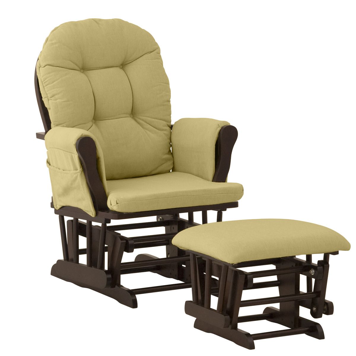 Stork Craft Hoop Glider & Ottoman - Espresso/Green