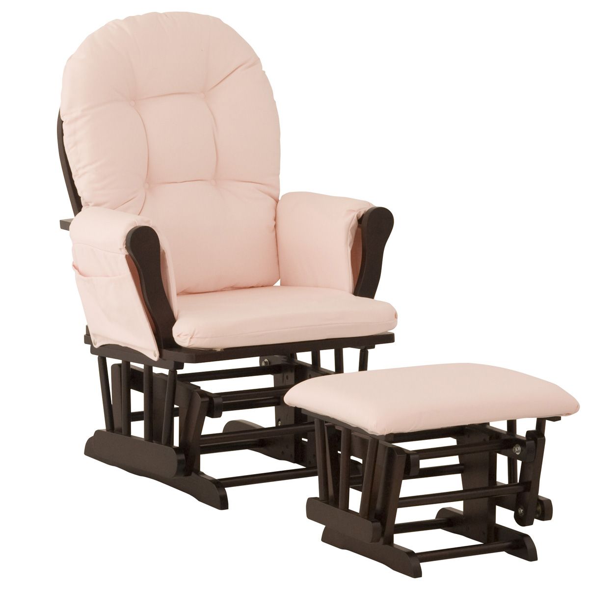 Stork Craft Hoop Glider & Ottoman - Espresso/Pink