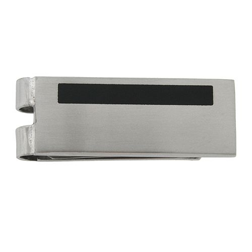 Mens Stainless Steel with Black Resin Money Clip
